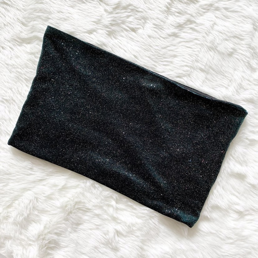 NWOT Topshop dark green sparkle velvet tube top bandeau, size 10 concert outfit